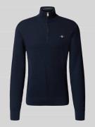 Gant Strickpullover mit Label-Stitching in Dunkelblau, Größe L