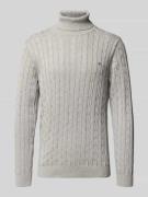 Gant Strickpullover mit gerippten Abschlüssen in Hellgrau, Größe L