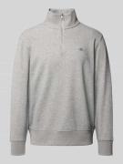 Gant Regular Fit Sweatshirt mit Troyer-Kragen in Hellgrau, Größe L