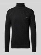 Gant Strickpullover mit Kentkragen in Black, Größe L