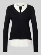 comma Strickpullover mit Strukturmuster in Black, Größe 36