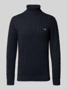 Gant Strickpullover mit gerippten Abschlüssen in Marine, Größe L