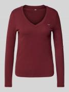 Levi's® Longsleeve mit V-Ausschnitt und Label-Patch in Bordeaux, Größe...