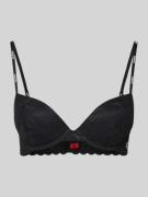 HUGO Push Up BH mit gemusterter Spitze in Black, Größe 70C
