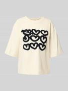 Jake*s Casual Oversized T-Shirt mit Label-Detail in Ecru, Größe M