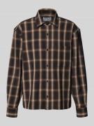 JAKE*S STUDIO MEN Freizeithemd mit Knopfleiste in Dunkelbraun, Größe X...