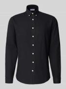 Lindbergh Freizeithemd mit Button-Down-Kragen in Black, Größe M