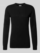 Lindbergh Strickpullover mit gerippten Abschlüssen in Black, Größe XXL