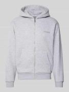 REVIEW Regular Fit Sweatjacke mit Logo-Applikation in Hellgrau Melange...