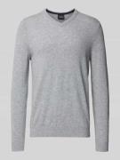 Christian Berg Men Kaschmirpullover mit V-Ausschnitt in Mittelgrau Mel...