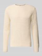 REVIEW Strickpullover mit Strukturmuster in Ecru, Größe XXL