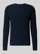 REVIEW Strickpullover mit Strukturmuster in Marine, Größe L