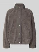 Jake*s Casual Sweatjacke mit Teddyfell in Dunkelgrau, Größe L