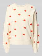 ICHI Sweatshirt mit gerippten Abschlüssen Modell 'KASURA' in Offwhite,...