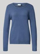 Vila Strickpullover mit gerippten Abschlüssen in Rauchblau, Größe M