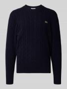 Lacoste Regular Fit Strickpullover aus reiner Wolle in Dunkelblau, Grö...