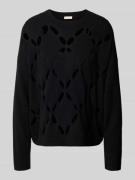 Liu Jo White Oversized Wollpullover aus reiner Lanawolle in Black, Grö...