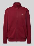 Gant Sweatjacke mit Label-Stitching in Bordeaux, Größe L