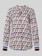 Emily Van den Bergh Slim Fit Bluse mit Tunikakragen in Offwhite Melang...