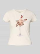 Guess T-Shirt mit Label-Motiv-Print in Weiss, Größe L