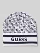 Guess Strickmütze mit Label-Stitching Modell 'SEVYN' in Ecru, Größe 1