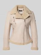 Cabrini Bikerjacke aus Lammleder mit Reißverschlusstaschen in Offwhite...
