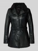 Cabrini Ledermantel mit Reverskragen in Black, Größe 34