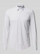 BOSS Slim Fit Business Hemd mit Allover-Muster Modell 'P-ROAN' in Weis...