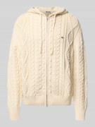 REVIEW Strickjacke mit Zopfmuster in Ecru, Größe M