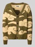 WOODBIRD Strickjacke mit V-Ausschnitt in Khaki, Größe S