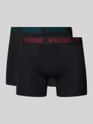 PUMA Trunks mit elastischem Logo-Bund im 2er-Pack in Black, Größe L