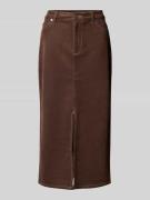Only Midi-Rock mit Kontrastnähten Modell 'STINA LIFE' in Schoko, Größe...