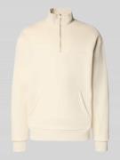 REVIEW Sweatshirt mit Stehkragen und Reißverschluss in Ecru, Größe L