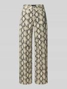 JJXX Wide Leg Hose im 5-Pocket-Design Modell 'SARAH AOP TOKYO' in Beig...