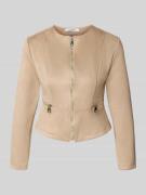 ZABAIONE Kunstlederjacke mit Zierreißverschluss in Taupe, Größe L