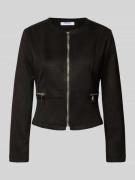 ZABAIONE Kunstlederjacke mit Zierreißverschluss in Black, Größe L