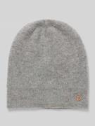Fraas Kaschmirmütze mit Label-Applikation in Mittelgrau, Größe 1