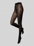 HUGO 30 DEN Strumpfhosen mit Label-Print in Black, Größe L