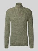 Blend Slim Fit Strickpullover mit Reißverschluss Modell 'Darik' in Oli...