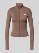 adidas Sportswear Sweatjacke mit Logo-Print in Dunkelbraun, Größe XS
