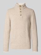 GRAN SASSO Strickpullover aus Schurwolle mit Troyer-Kragen in Sand, Gr...