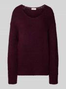 Milano Italy Loose Fit Strickpullover mit Woll-Alpaka-Anteil in Bordea...