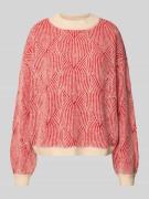 Pieces Comfort Fit Strickpullover mit Woll-Anteil 'JENNA' in Rot Melan...