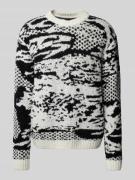 Edwin Strickpullover mit Rundhalsausschnitt Modell 'PANKU' in Weiss, G...