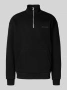 REVIEW Sweatshirt mit Stehkragen und Reißverschluss in Black, Größe L