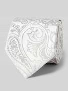 OLYMP Seidenkrawatte mit Motiv-Stitching in Silber, Größe 1