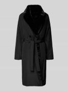 PETITE M. Mantel mit Umlegekragen und Bindegürtel in Black, Größe 34