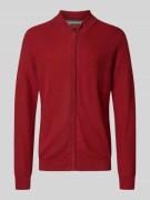 Fynch-Hatton Strickjacke mit Logo-Stitching in Dunkelrot, Größe XL