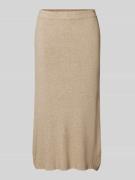 Vila Knielanger Strickrock mit elastischem Bund Modell 'COMFY' in Beig...