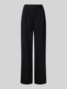 Review Wide Leg Stoffhose mit Bundfalten in Black, Größe L